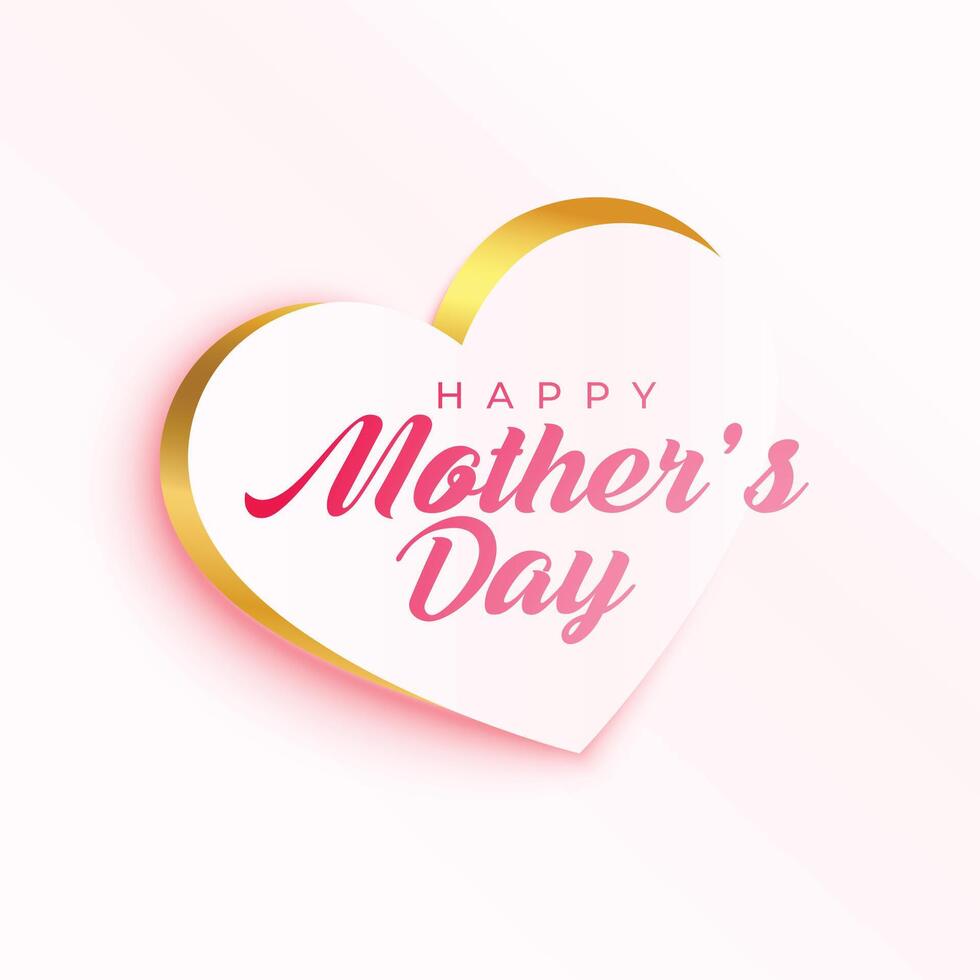 happy mother's day heart golden greeting design vector