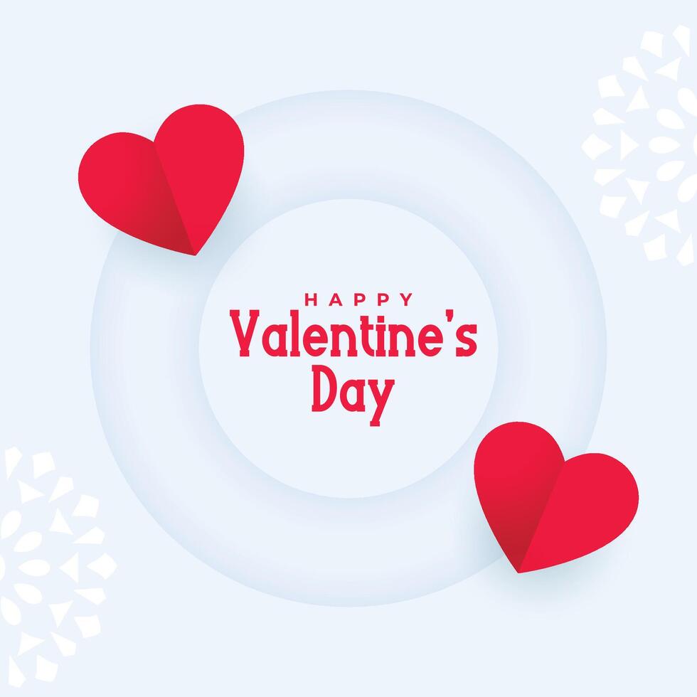 happy valentines day wishes card with paper hearts design vector