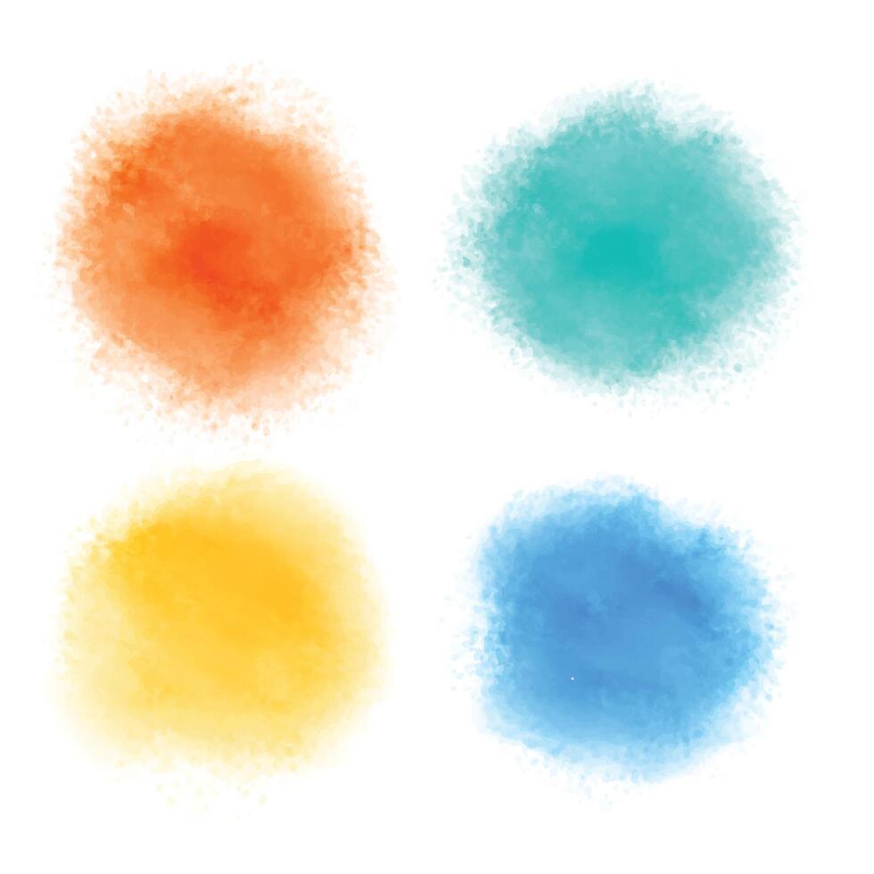 set of four watercolor stain texture background with splatter effect vector