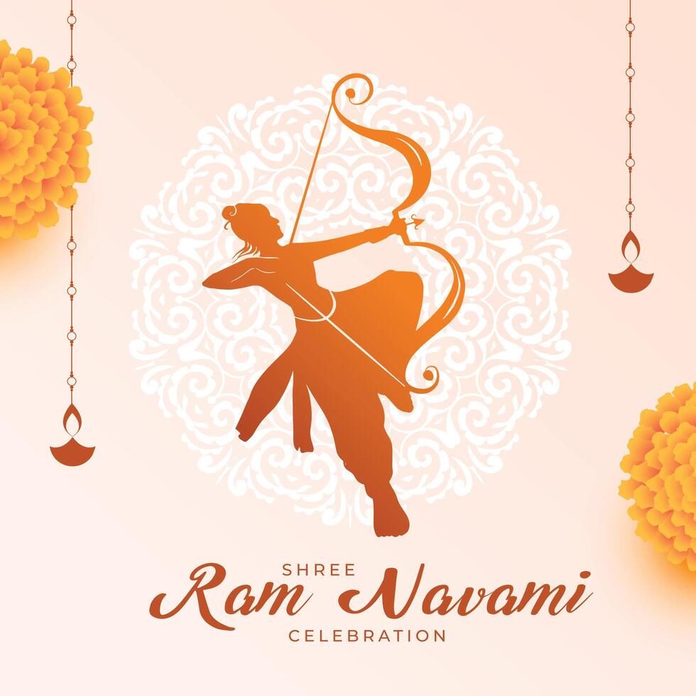 traditional hindu festival ram navami celebration greeting design vector