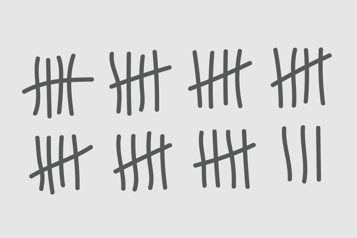 set of hand drawn prisoner tally mark design vector