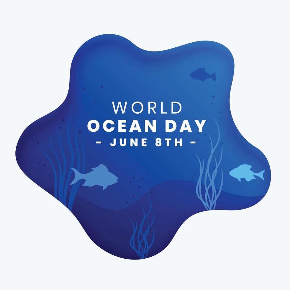 paper cut style world ocean day background save marine life vector