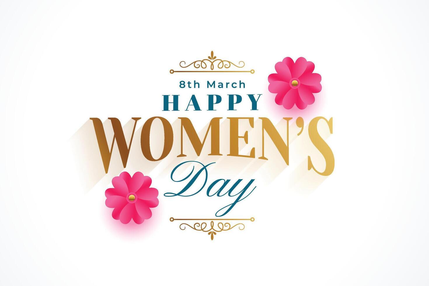 8th march womens day celebration background with flower decor vector