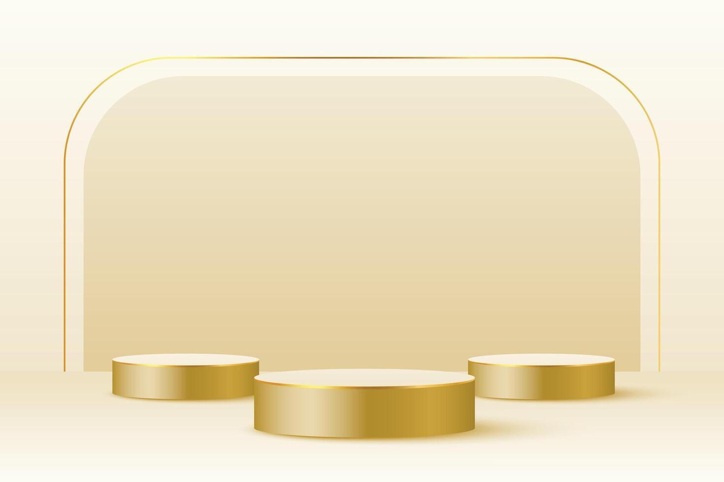 collection of golden podium platform with empty space for object showcase vector