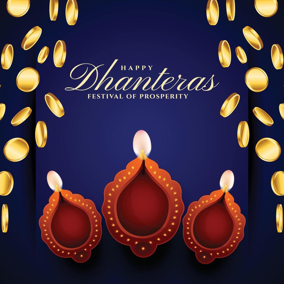 decorative indian festival happy dhanteras religious background design vector