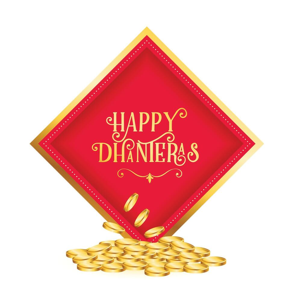 shubh dhanteras greeting background with golden coin design vector