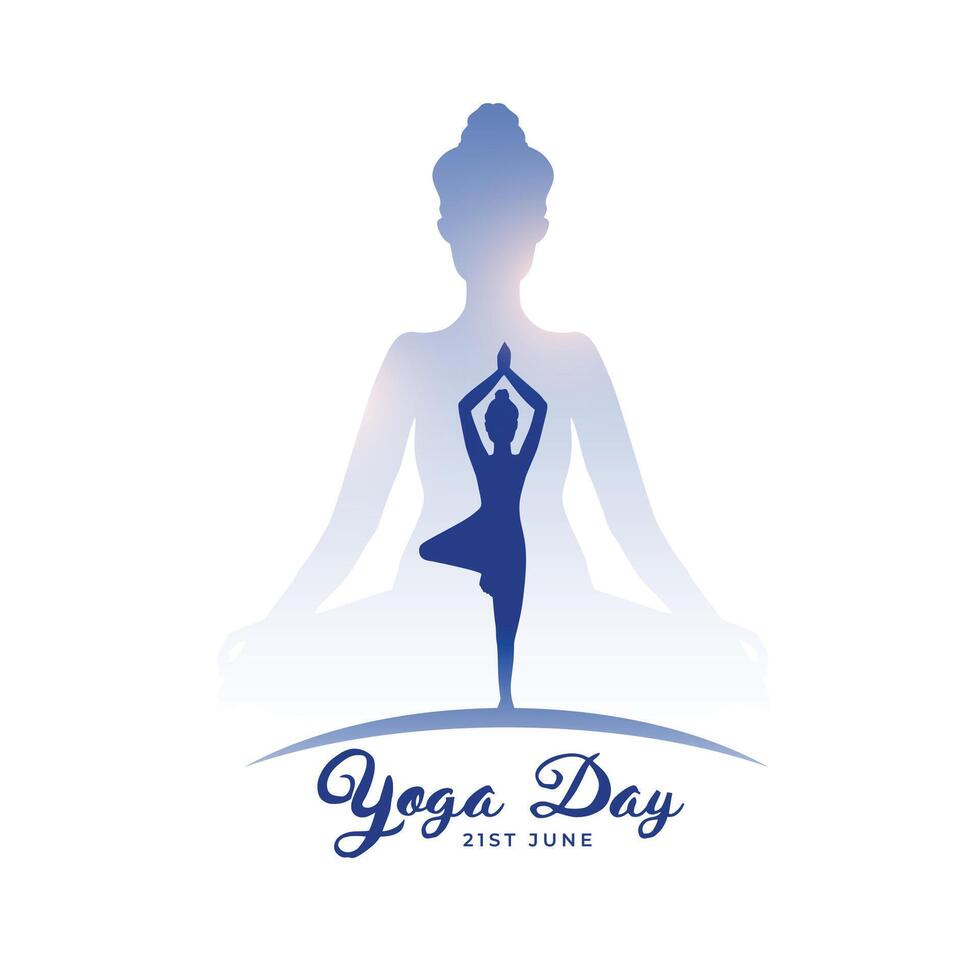 world yoga day celebration background with women doing exercise vector