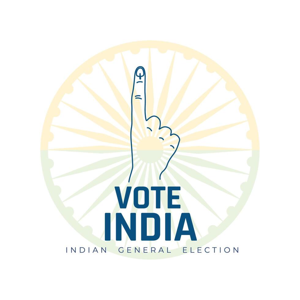 indian national voting finger background with ashoka chakra design vector