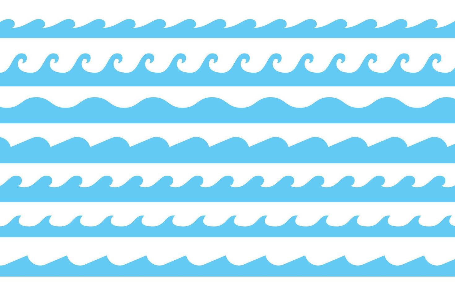 different styles sea waves pattern borders vector