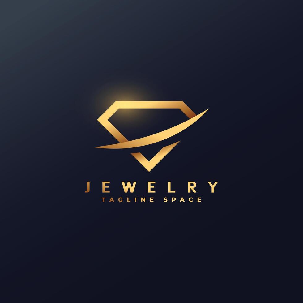 shiny diamond jewelry logo vector design with tagline space