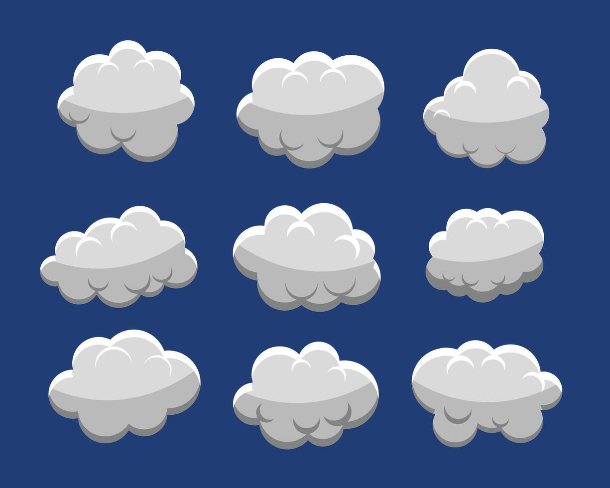 pack of fluffy clouds symbol design for atmosphere vector