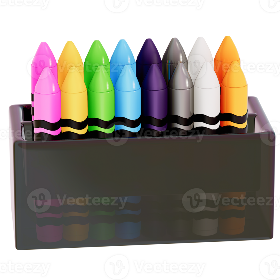 Art supplies for teacher's day Clipart, Crayon , back to school on transparent background, 3D Rendering png