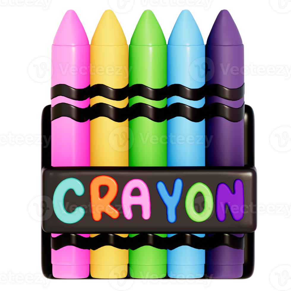 Art supplies for teacher's day Clipart, Crayon , back to school on transparent background, 3D Rendering png