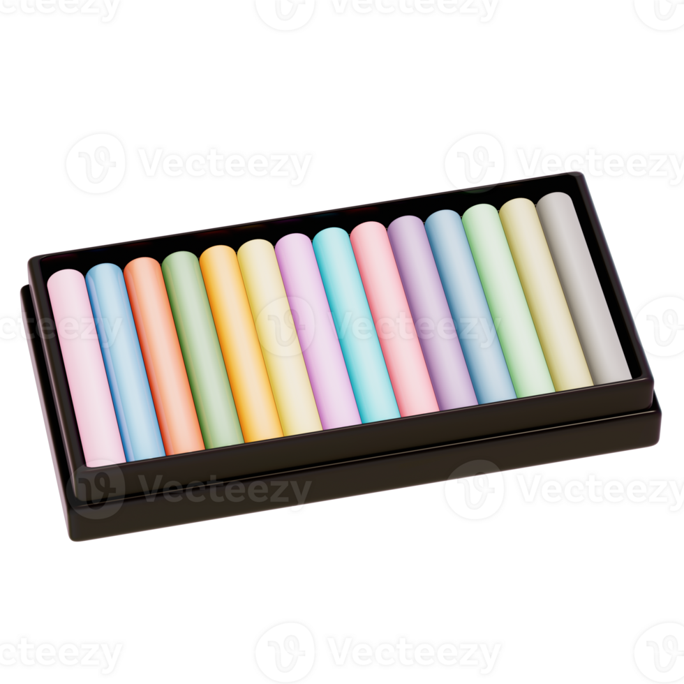 Art supplies for teacher's day Clipart, Oil Pastel , back to school on transparent background, 3D Rendering png