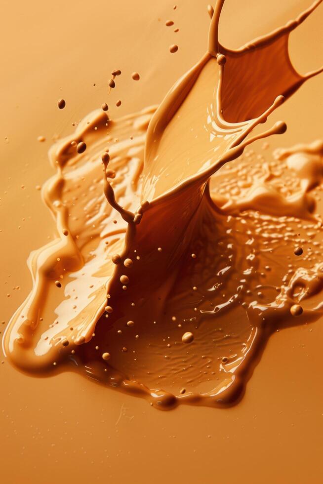 AI generated Splashes of foundation product on a liquid foundation background photo