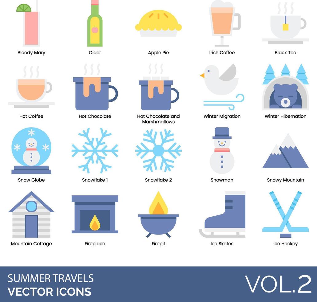 iconos de temporada de invierno vector