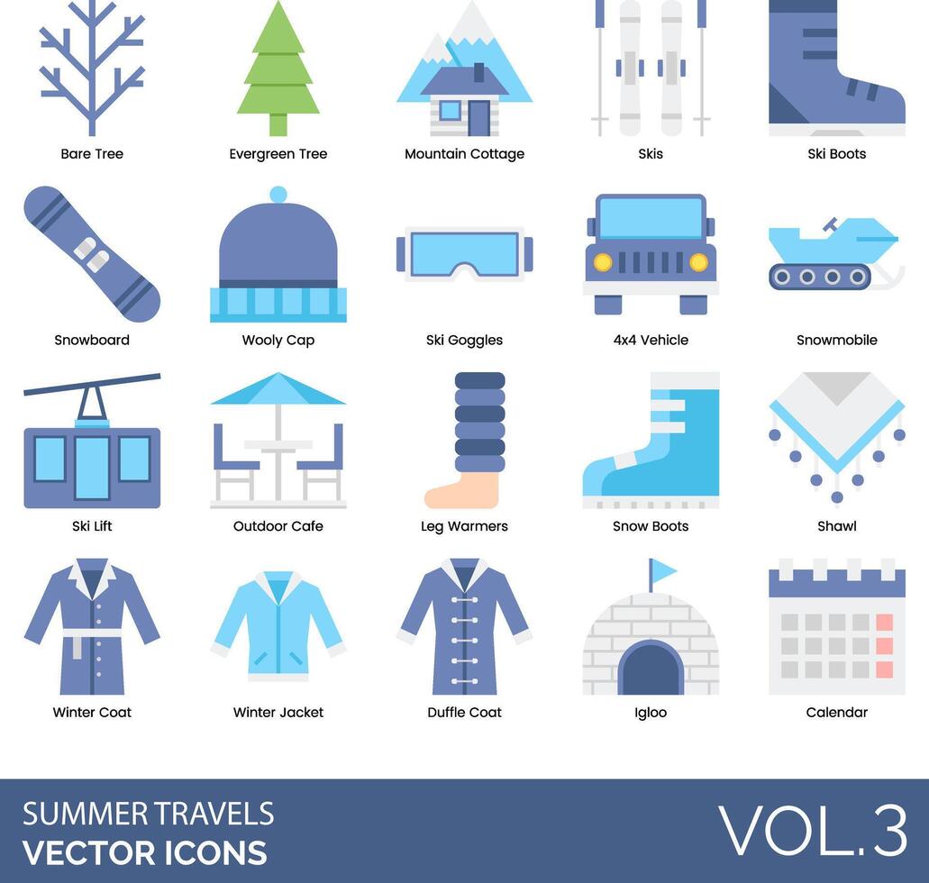 iconos de temporada de invierno vector