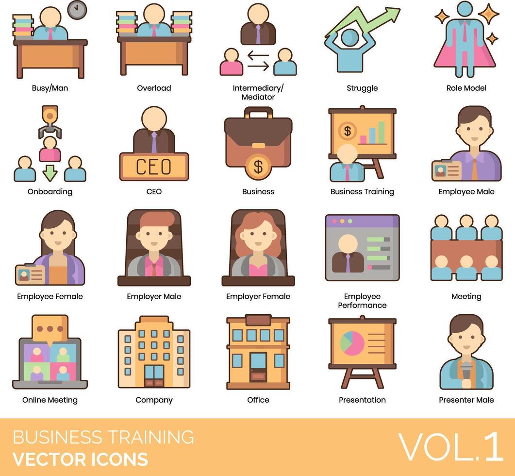 Business Training Icons vector