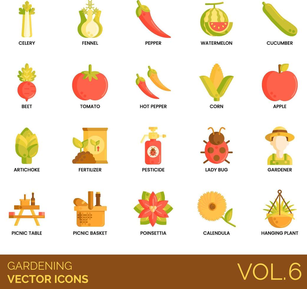 gardening icons set vector