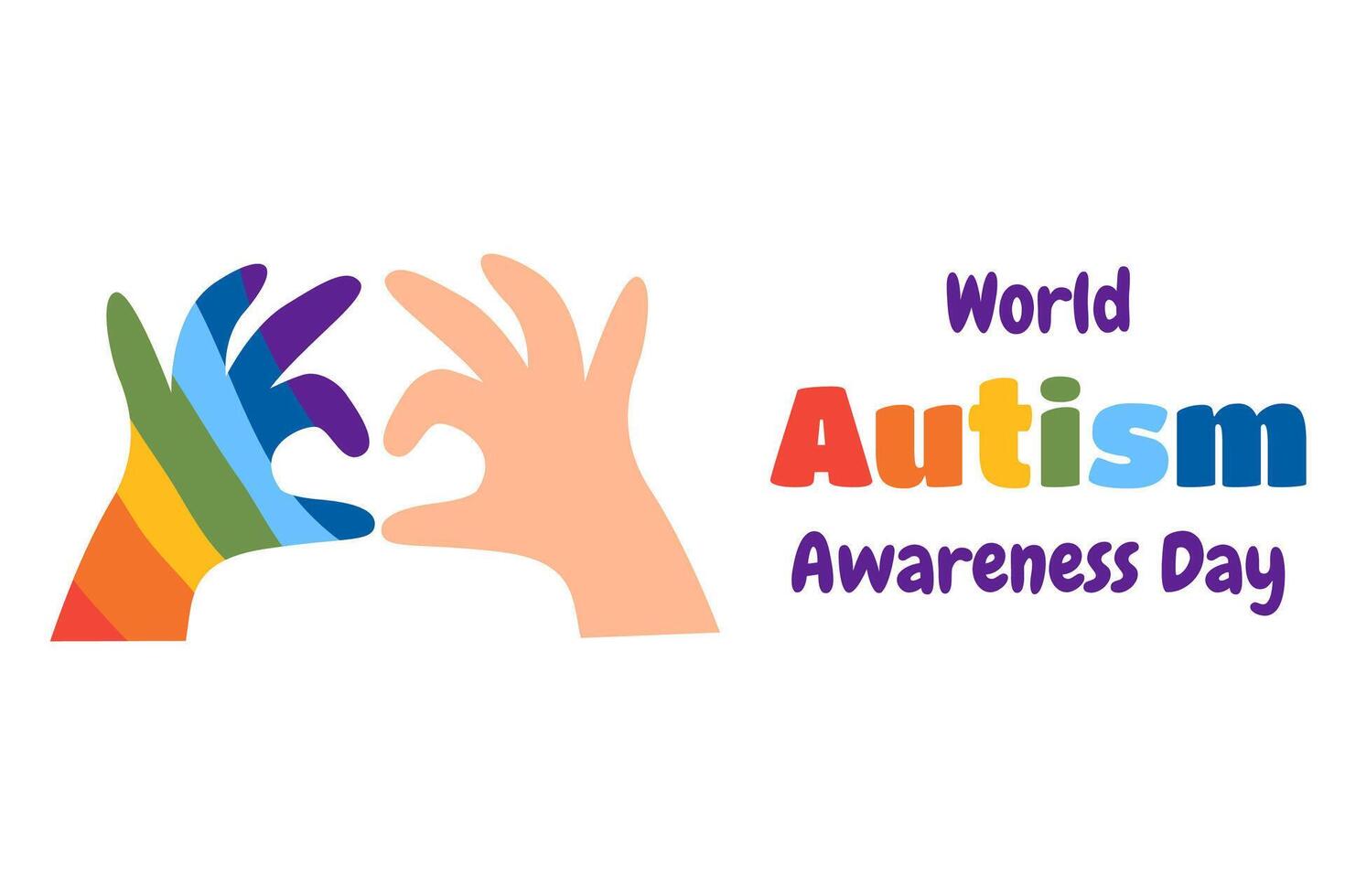 Two hands making heart sign. World Autism Awareness Day. Background, banner, card, poster with text vector