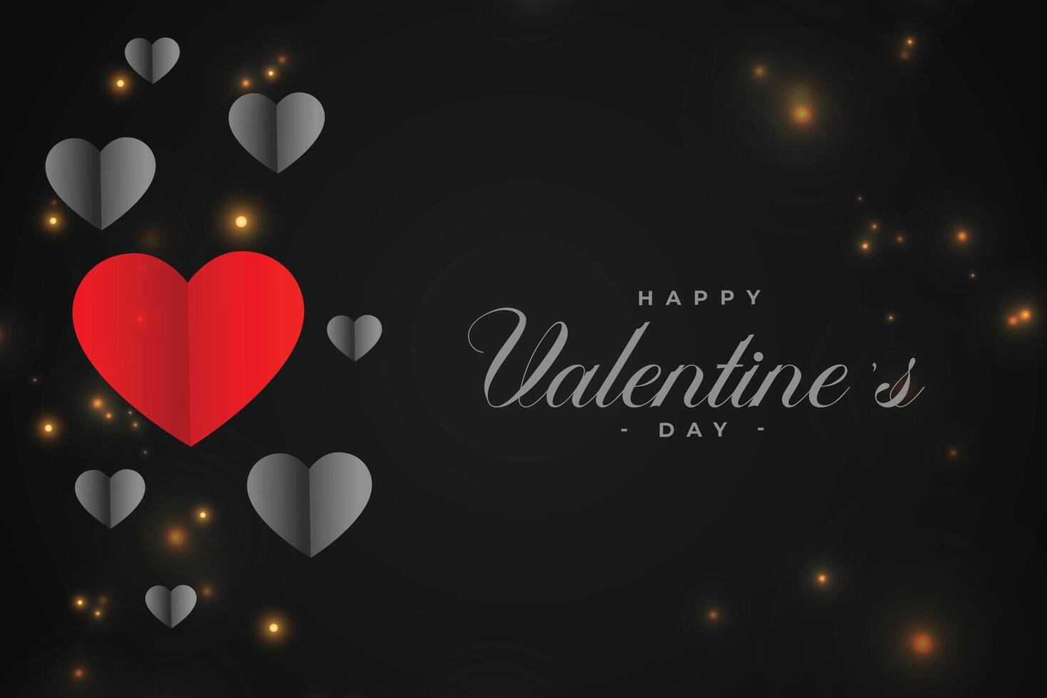 negro san valentin día tarjeta con rojo corazón diseño vector