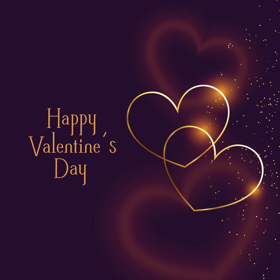 happy valentines day sparkling golden greeting background vector