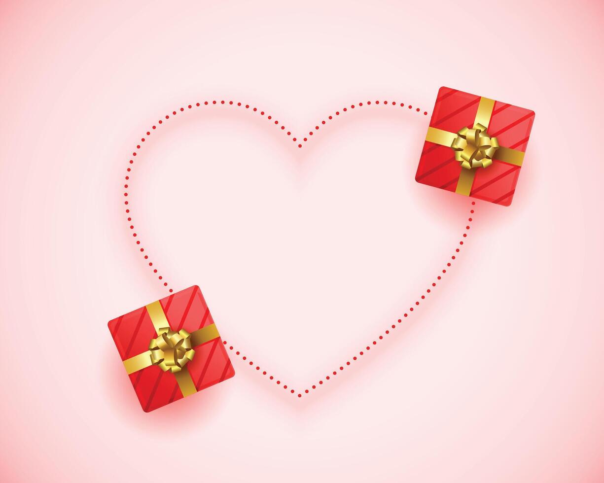 encantador corazones marco con regalo cajas antecedentes vector
