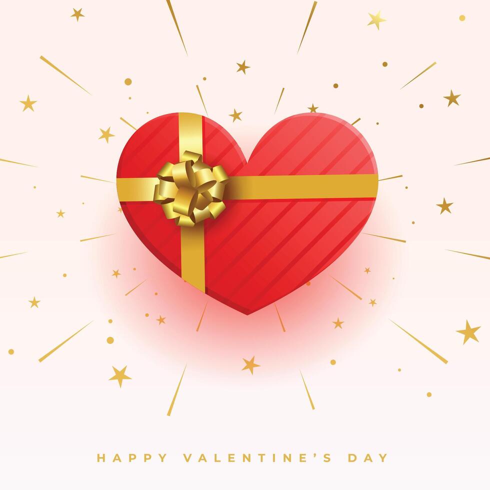 valentines day heart gift box celebration greeting design vector