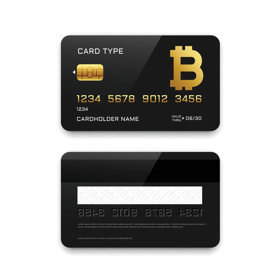 bitcoin crédito tarjeta modelo diseño vector