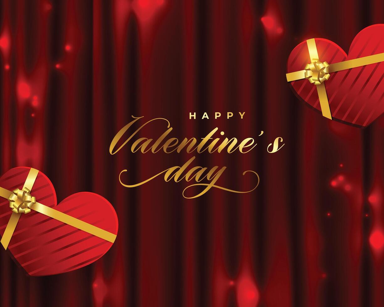 valentines day greeting with gift boxes and curtains vector