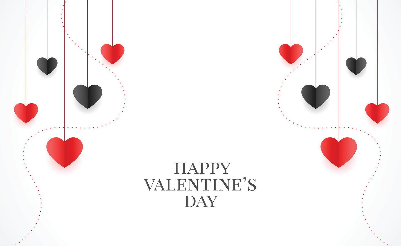 stylish valentines day poster with hanging hearts vector