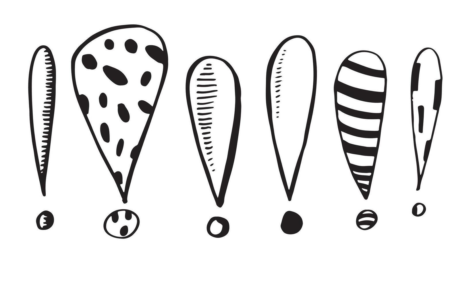 Set of hand drawn Sketch exclamation marks. Vector illustration. eps 10.