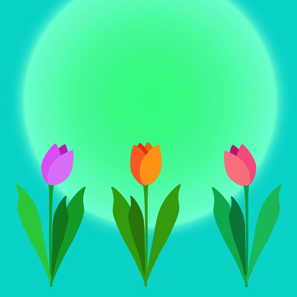 vector colored spring background with tulips for invitations, cards and congratulations.