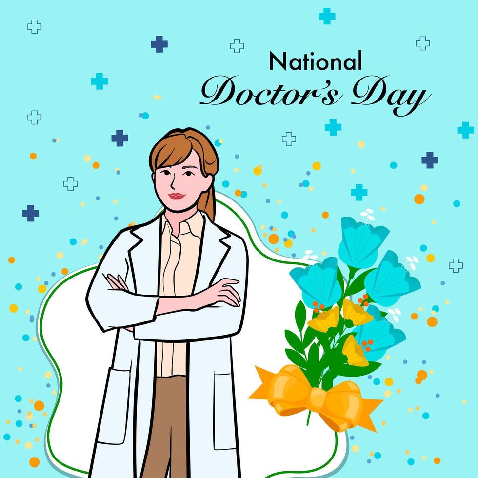 Vector banner of National Doctors Day. International holiday, congratulations.