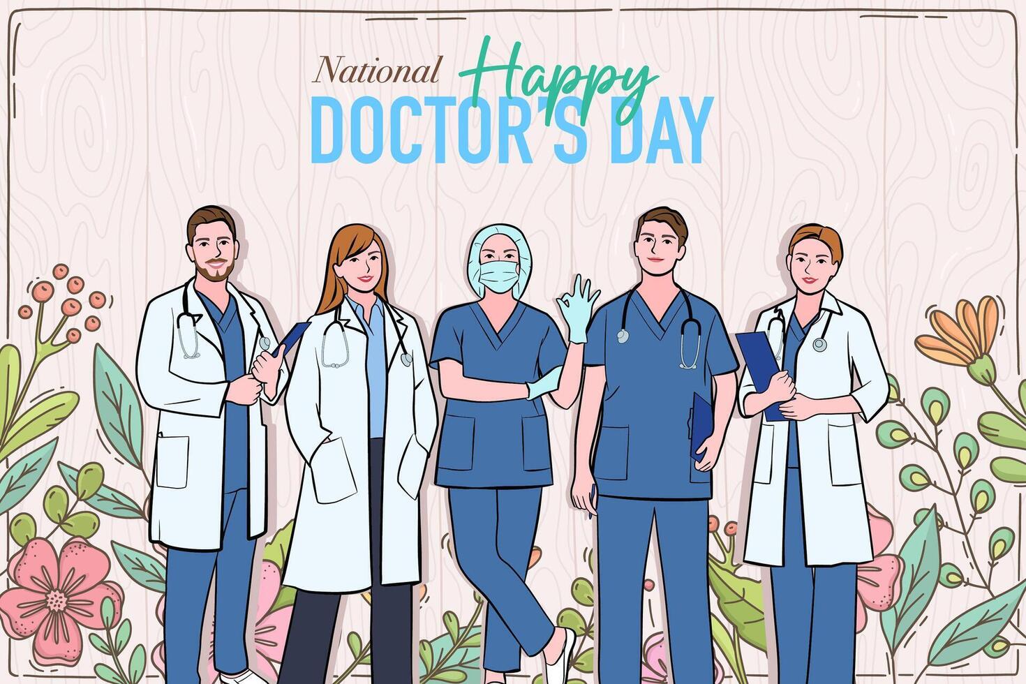 Vector banner of National Doctors Day. International holiday, congratulations.