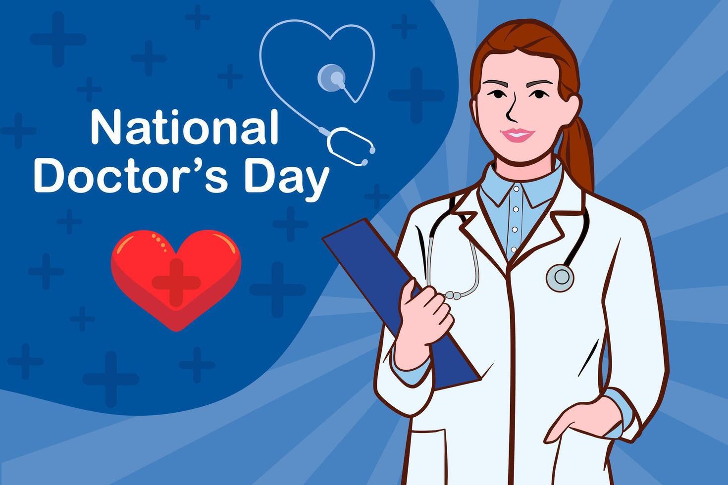 Vector banner of National Doctors Day. International holiday, congratulations.