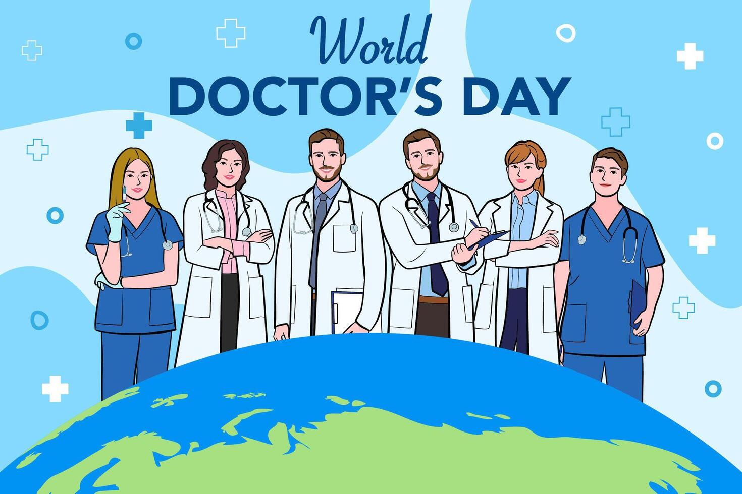 Vector banner of National Doctors Day. International holiday, congratulations.