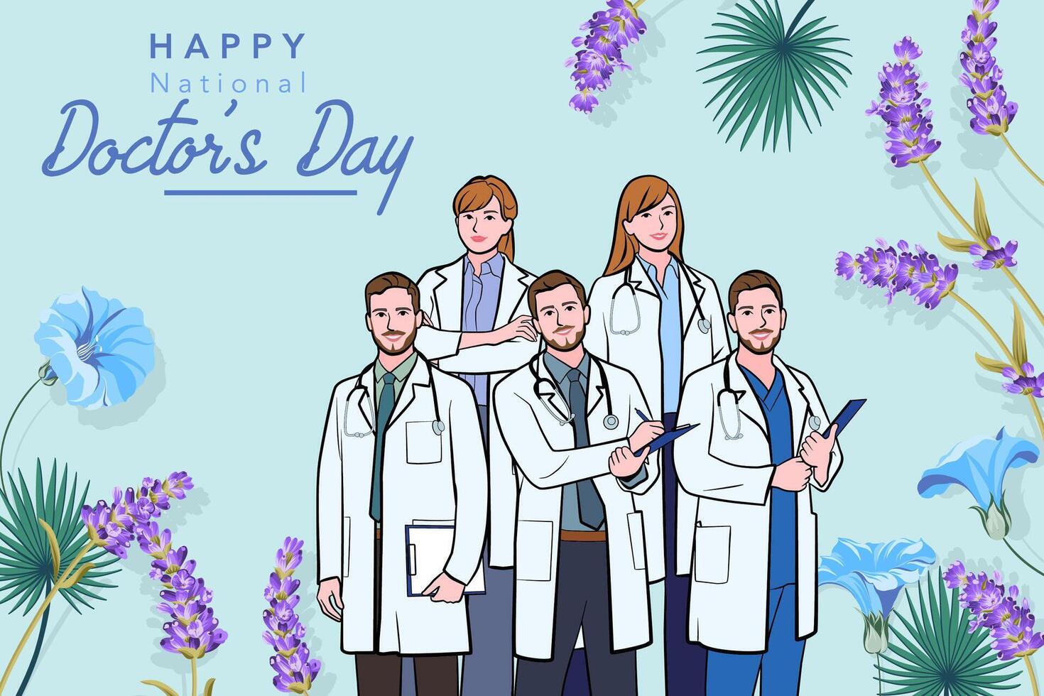 Vector banner of National Doctors Day. International holiday, congratulations.