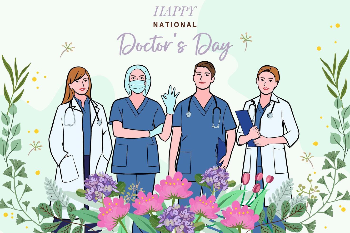 vector bandera de nacional doctores día. internacional día festivo, Felicidades.