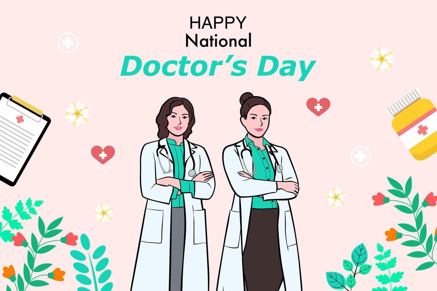 vector bandera de nacional doctores día. internacional día festivo, Felicidades.
