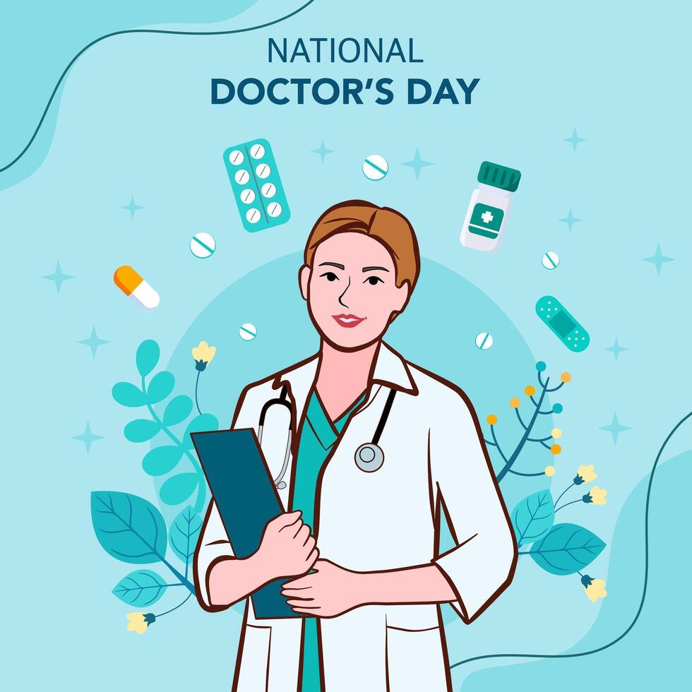 vector bandera de nacional doctores día. internacional día festivo, Felicidades.