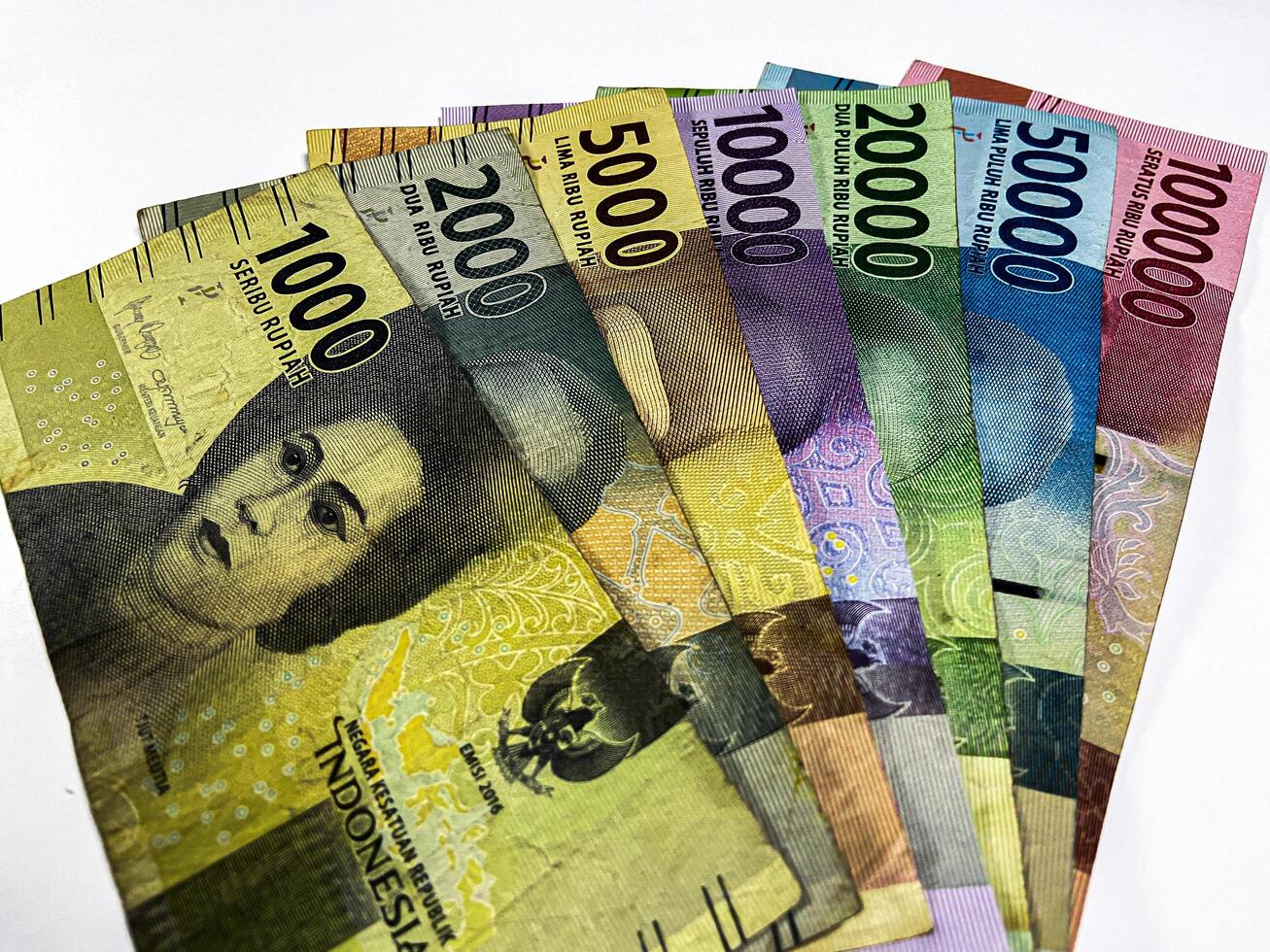 indonesio rupia colección de indonesio rupia billetes aislado en blanco antecedentes foto