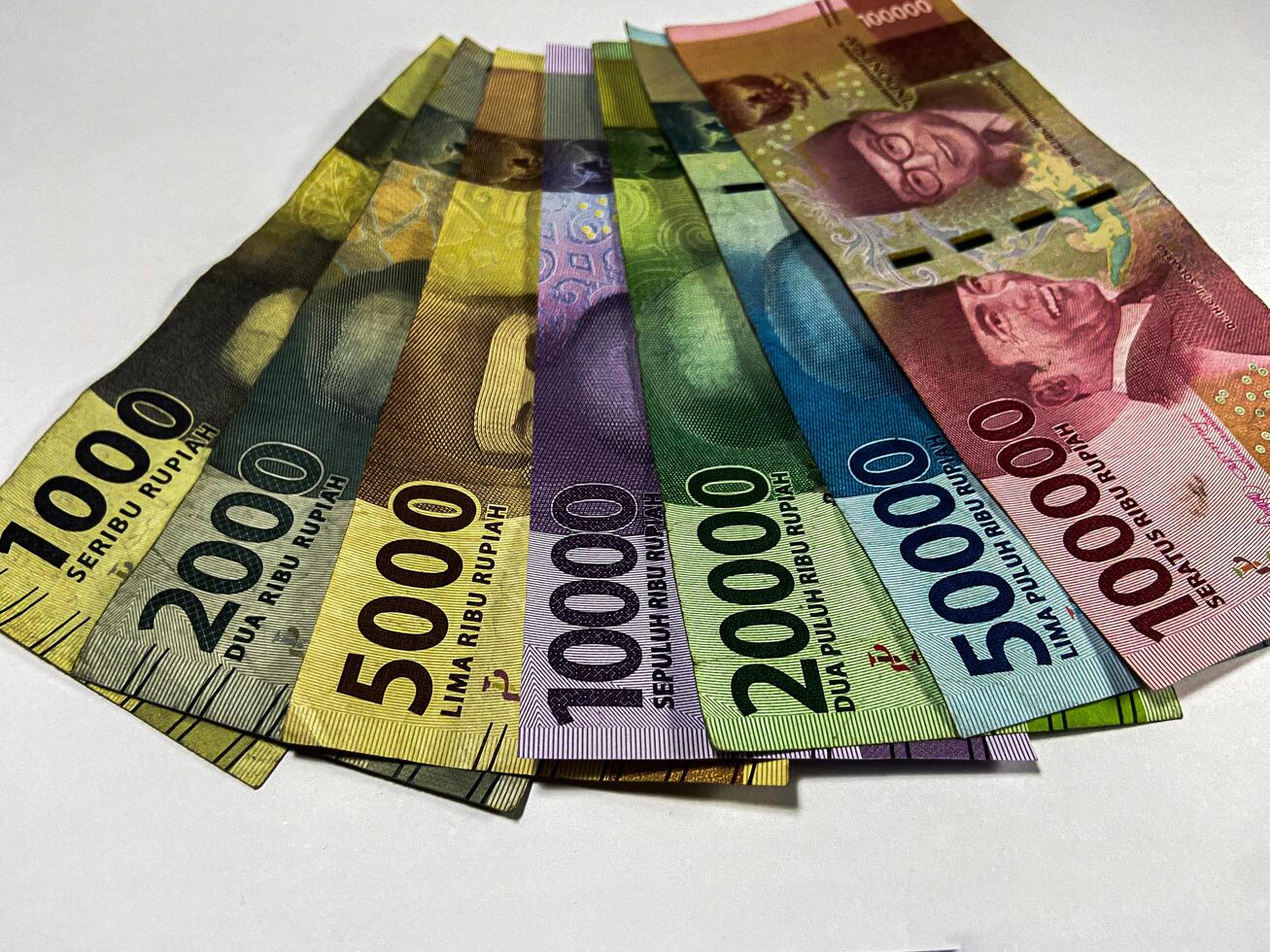 indonesio rupia colección de indonesio rupia billetes aislado en blanco antecedentes foto