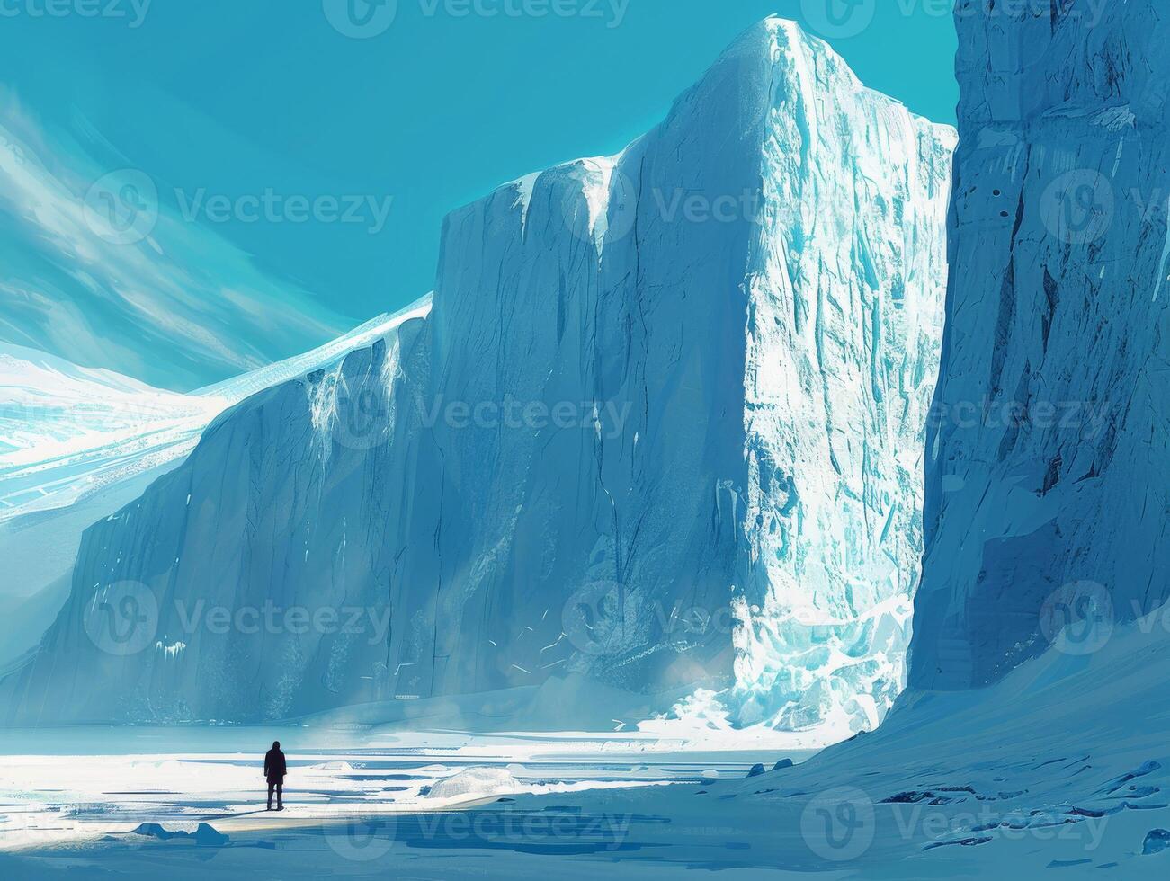 AI generated Majestic Snow-Covered Mountain Range photo