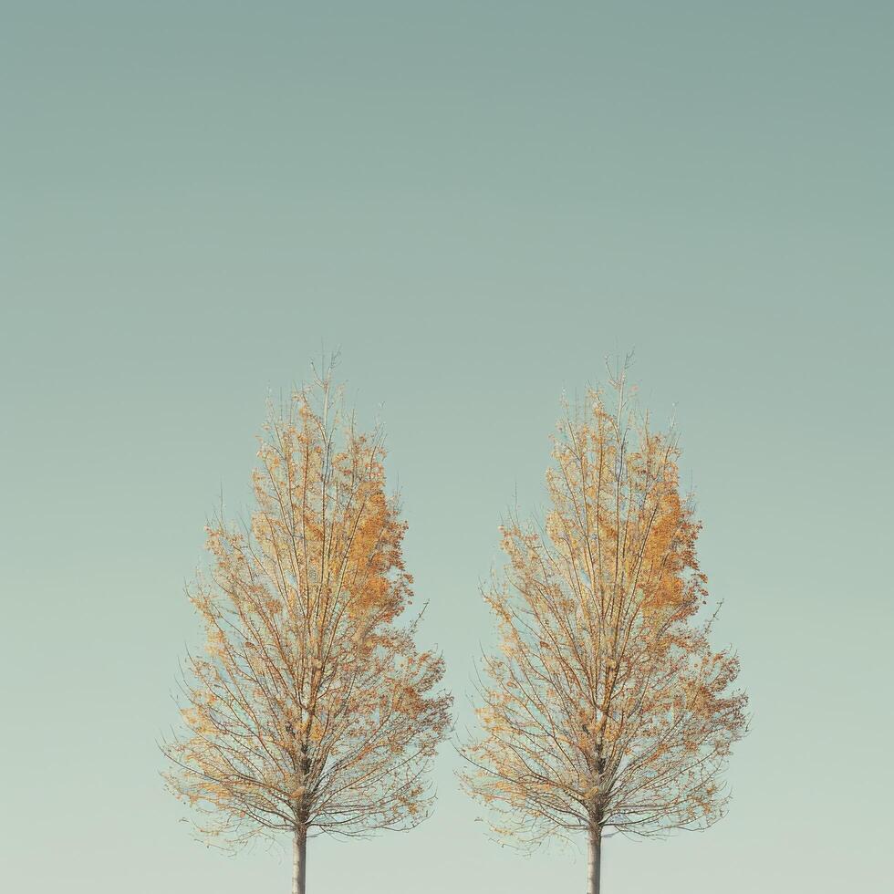 AI generated Twin Autumn Trees with Golden Foliage photo