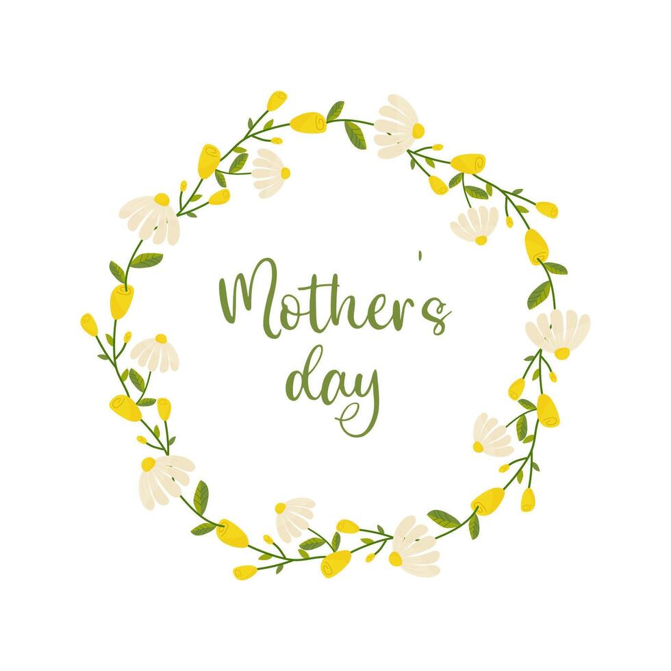 madres día, texto con floral marco en blanco fondo, para tarjeta diseño, Felicidades vector