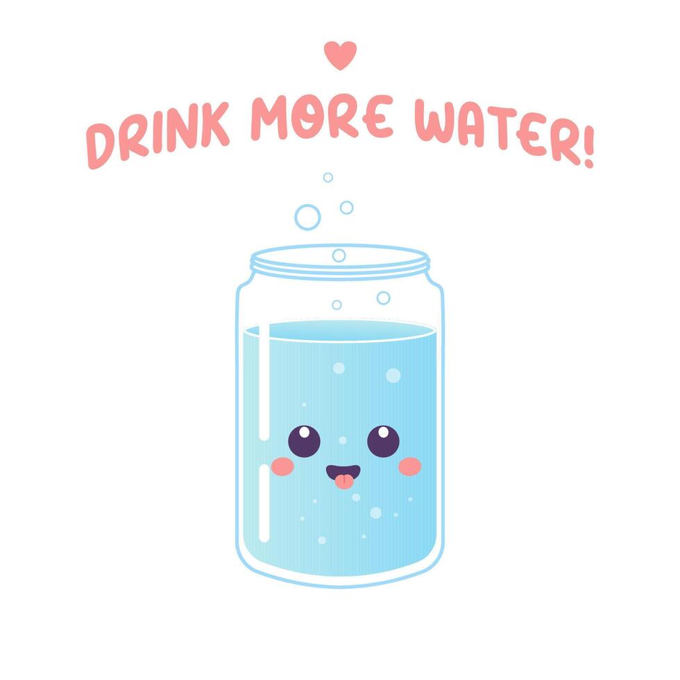 Drink more water jar with water , character vector illustration