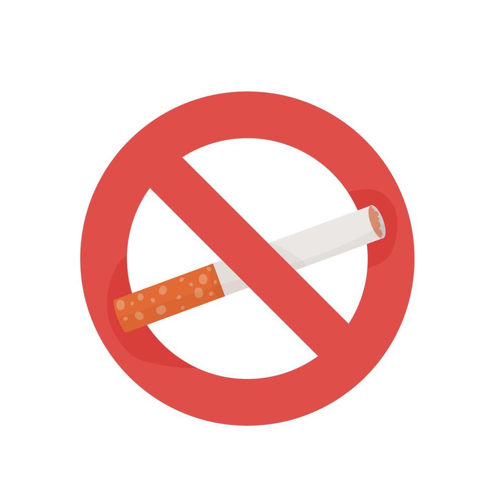 World No Tobacco Day,crossed out cigarette, no smoking. Vector illustration on white background.