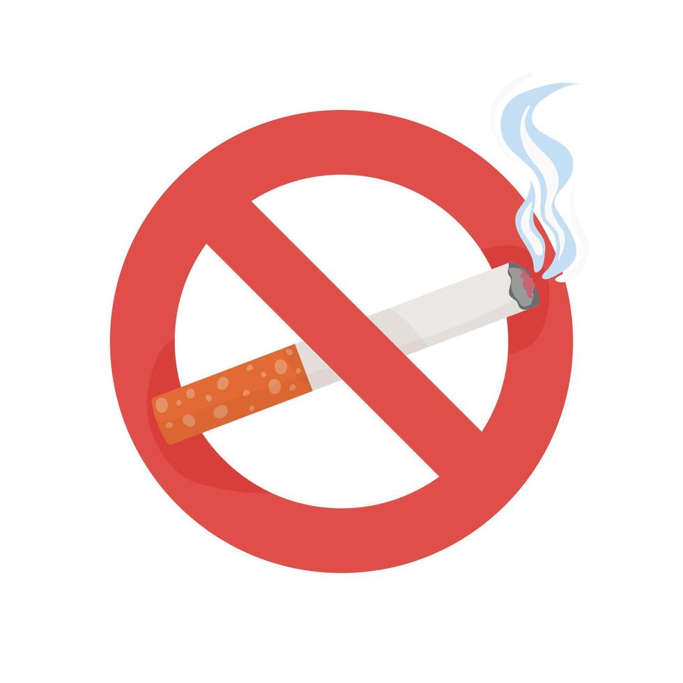 World No Tobacco Day,crossed out cigarette, no smoking. Vector illustration on white background.