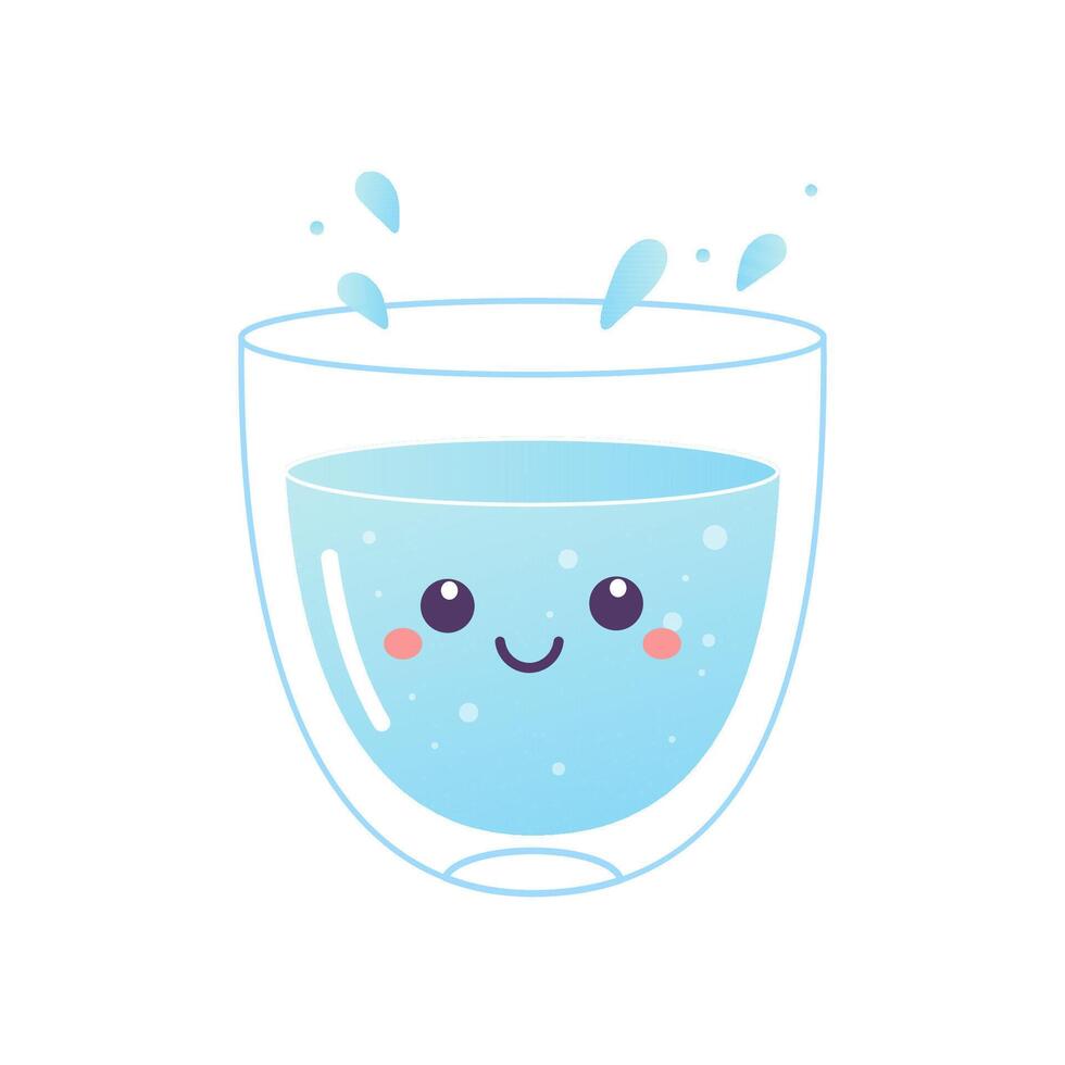 personaje vaso, jarra doble paredes con agua, soda vector ilustración
